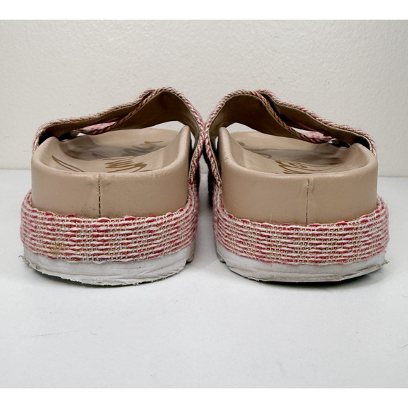 SAM EDELMAN Sadia Platform Slide Sandals Wove Red Gold Cruise Beach Resort Sz 8 - Picture 6 of 8